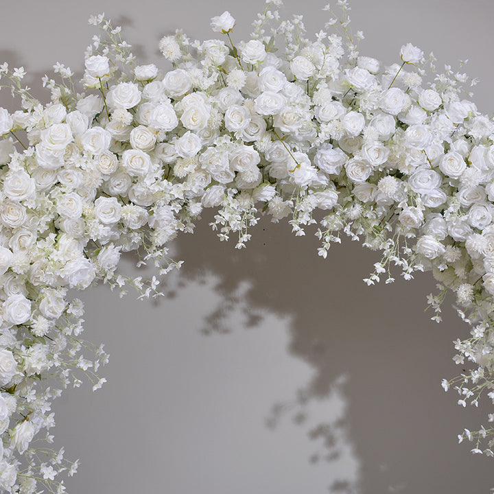 Mixed White Flowers Double-Sided Floral Arch, Wedding Arch Backdrop, Including Frame