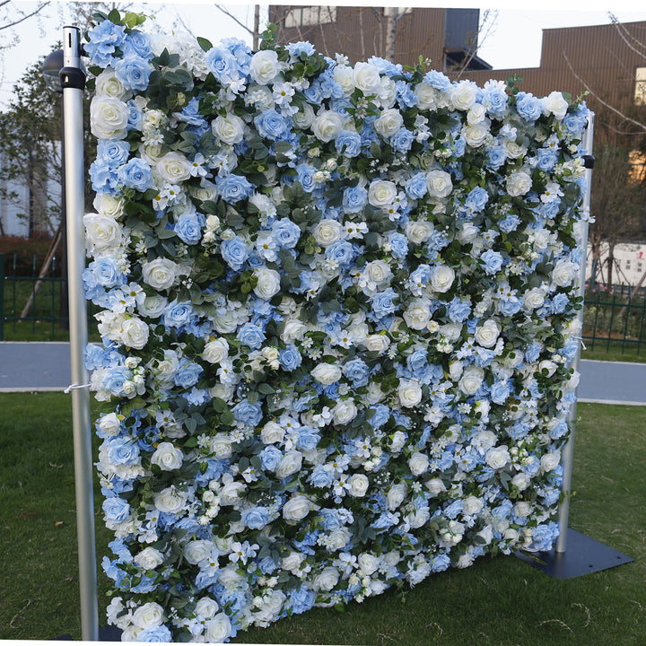 Light Blue Rose And White Rose, Artificial Flower Wall Backdrop