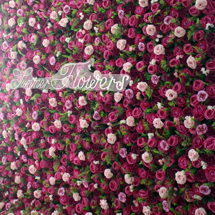 Luxury Fuchsia Champagne Rose, Artificial Flower Wall Backdrop, Wedding Backdrop