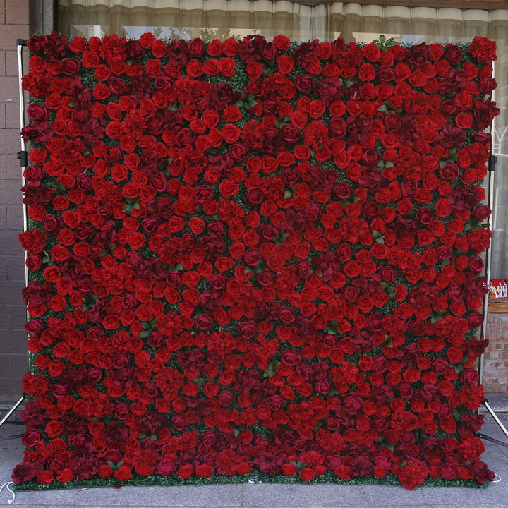 Red Rose Peony Hydrangea, Artificial Flower Wall, Wedding Party Backdrop