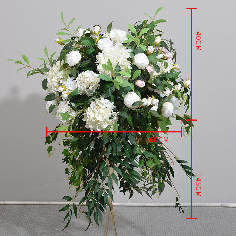 White Flowers With Green Leaves, Luxurious Forest-Themed Wedding Flower Ball