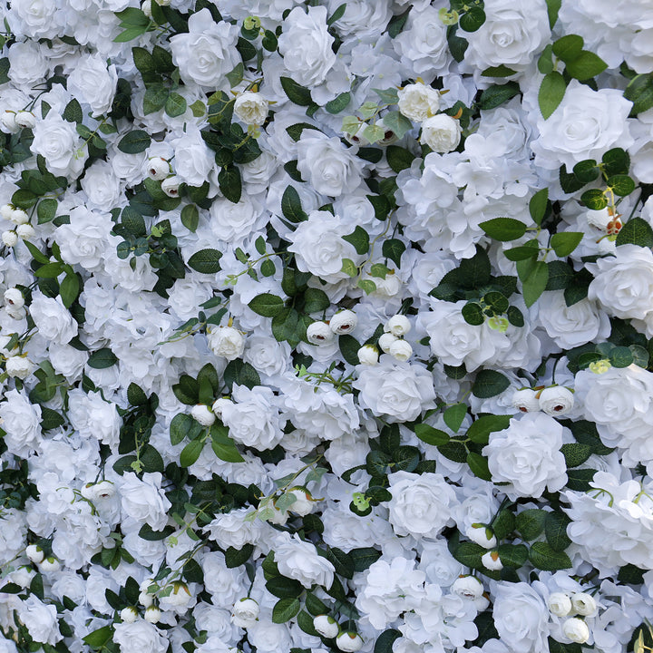 White Rose Hydrangea Green Leaves, Artificial Flower Wall, Wedding Party Backdrop