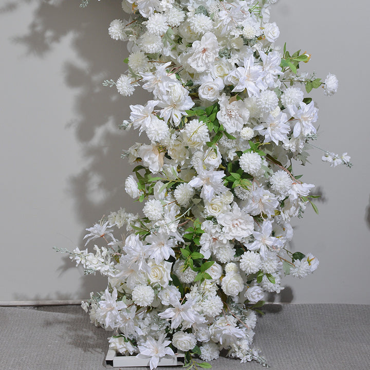 Mixed Flowers In White Double-Sided Floral Arch, Wedding Arch Backdrop, Including Frame