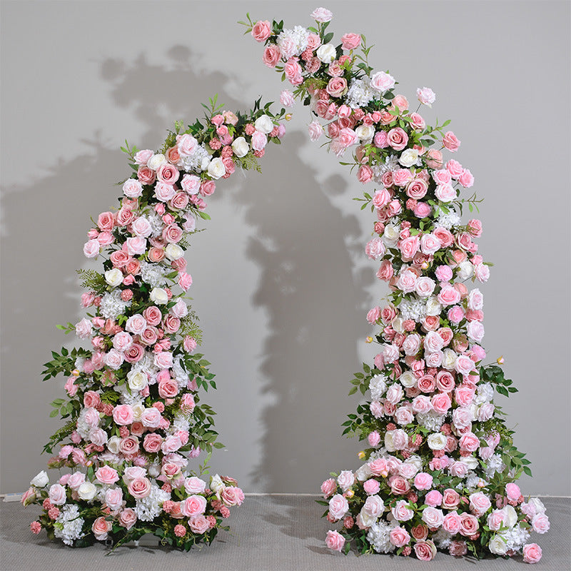 Pink And White Roses, Floral Arch Set, Wedding Arch Backdrop, Including Frame