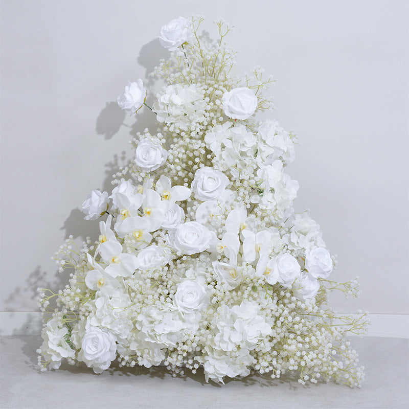 Beige And White Roses With Gypsophila, Floral Arch Set, Wedding Arch Backdrop, Including Frame