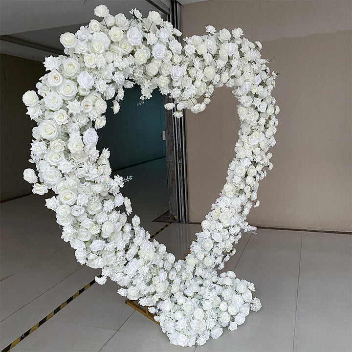 White Roses Heart Shape, Floral Arch, Wedding Arch Backdrop, Including Frame