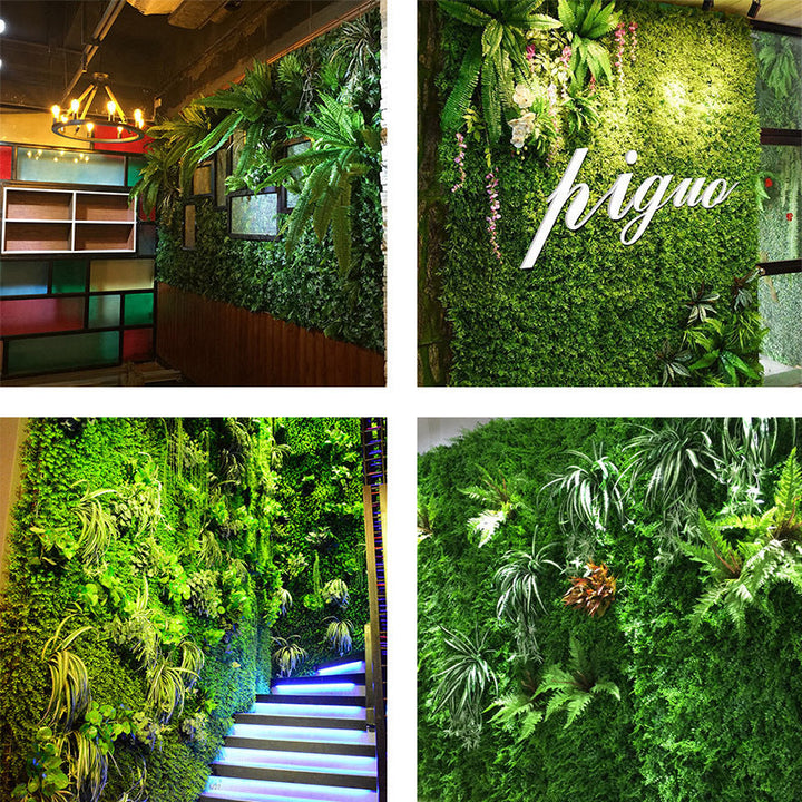 Green And White Ivy Artificial Green Wall Panels, Faux Plant Wall