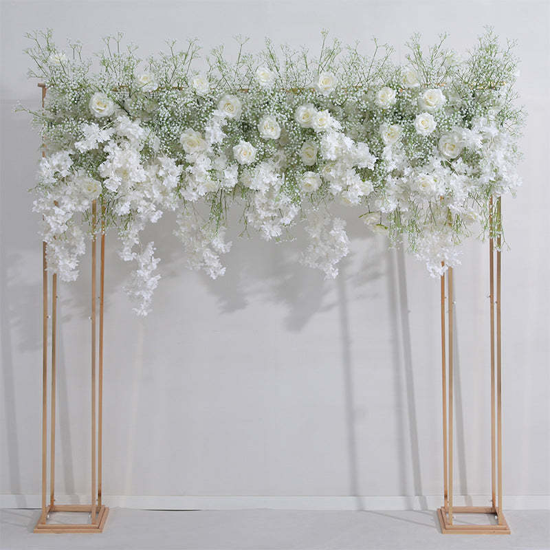 White Roses And Gypsophila, Floral Arch Decoration, Wedding Arch Backdrop