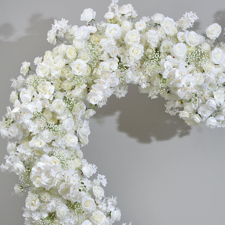 White Roses And Gypsophila Heart Shape, Floral Arch, Wedding Arch Backdrop, Including Frame