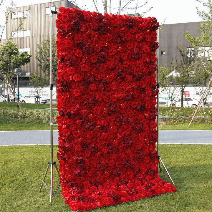 5D Red Rose Hydrangea, Artificial Flower Wall, Wedding Party Backdrop
