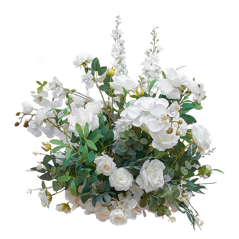 White Roses With Green Leaves, Floral Arch Set, Wedding Arch Backdrop
