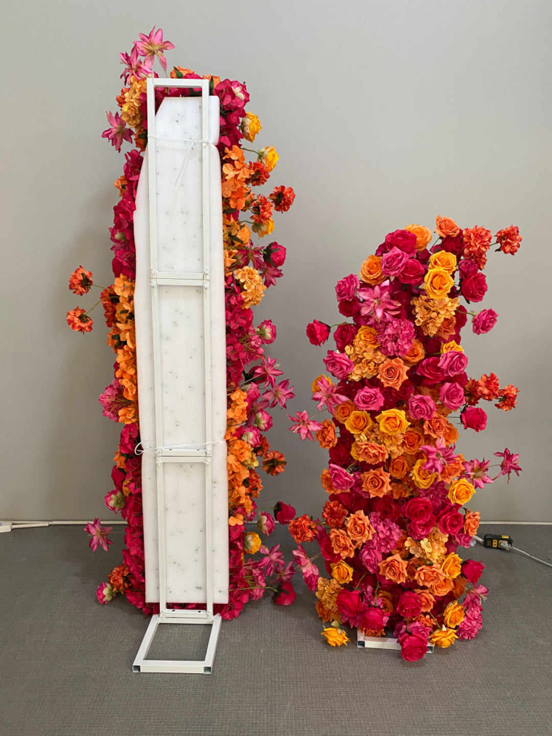 Orange And Red Roses, Floral Arch Set, Wedding Arch Backdrop, Including Frame