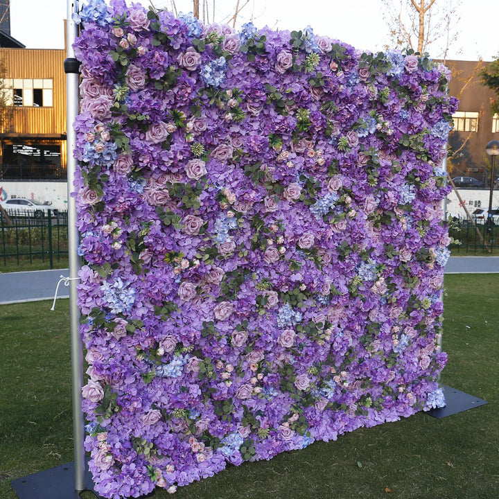 Luxury Purple 5D Cloth Flower Wall Arrangement Wedding Backdrop