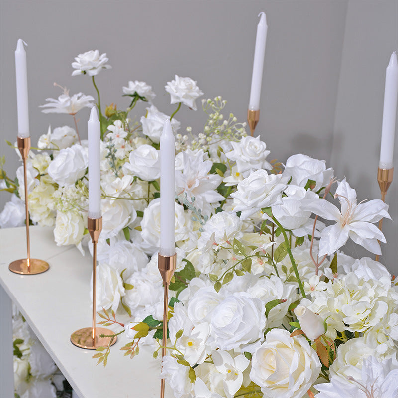 Mixed Flowers In Milky White Luxurious Flower Runner