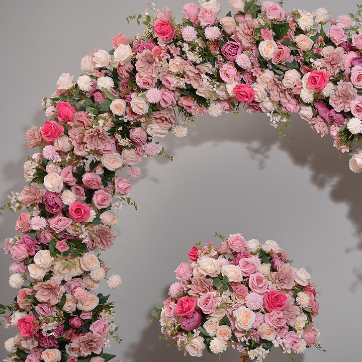 Mixed Flowers In Pink, Floral Arch, Wedding Arch Backdrop, Including Frame