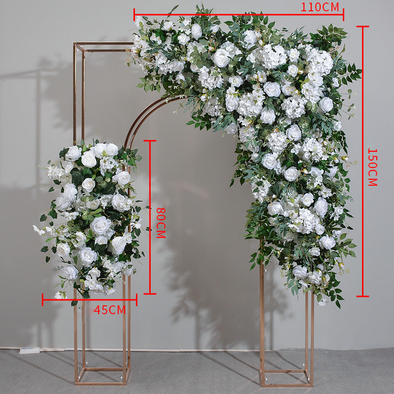 White Flowers With Green Leaves, Floral Arch Set, Wedding Arch Backdrop