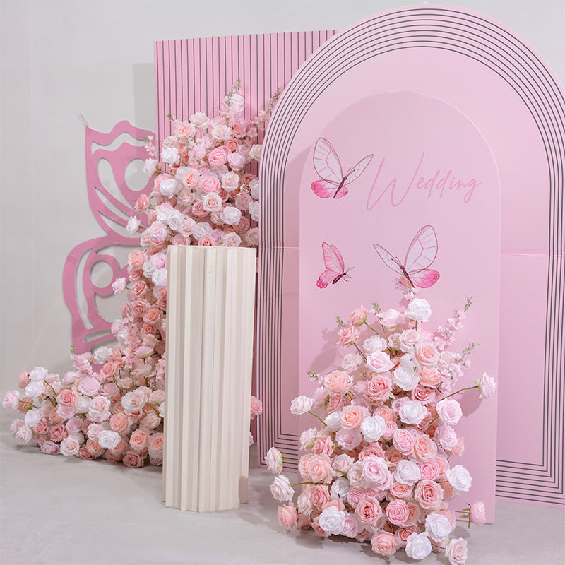 Beige Pink Roses, Floral Arch Set, Wedding Arch Backdrop, Including Frame