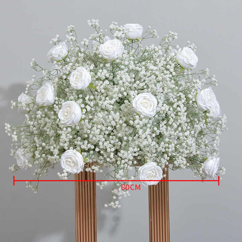 White Roses With Gypsophila, Floral Arch Set, Wedding Arch Backdrop