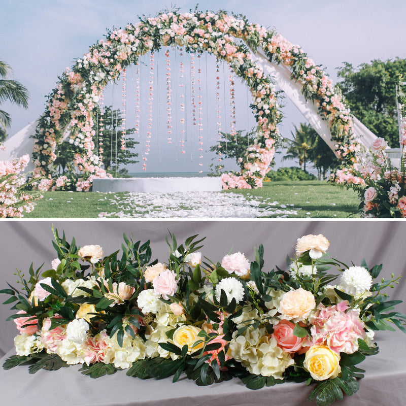 Roses And Hydrangeas With Leaves Flower Runner