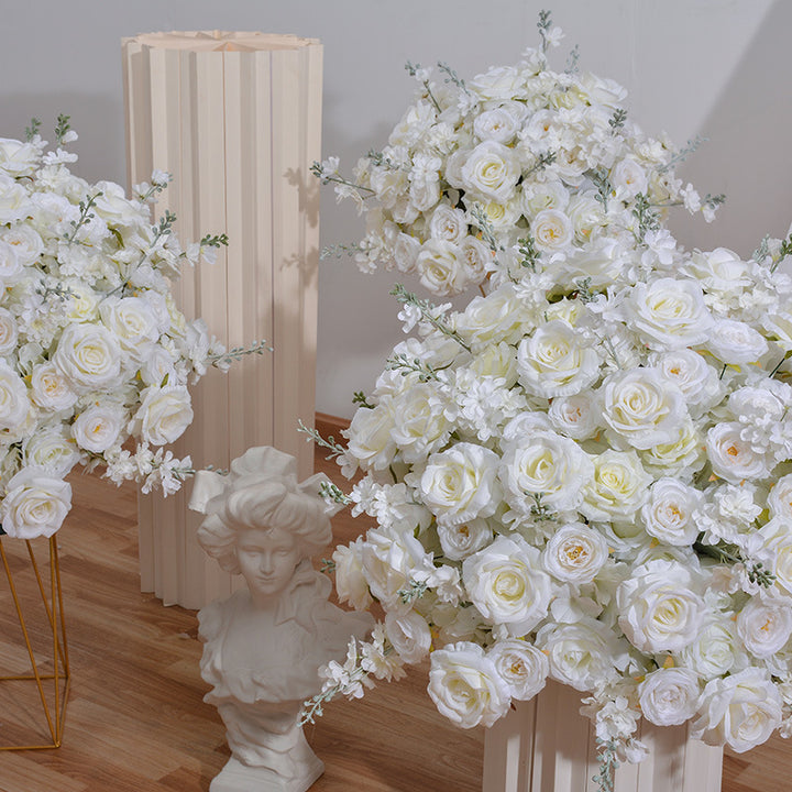 3D Mixed Flowers In White Wedding Flower Ball