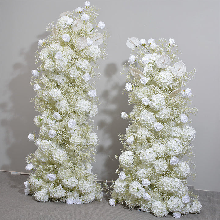 Beige White Roses And Gypsophila, Floral Arch Set, Wedding Arch Backdrop, Including Frame