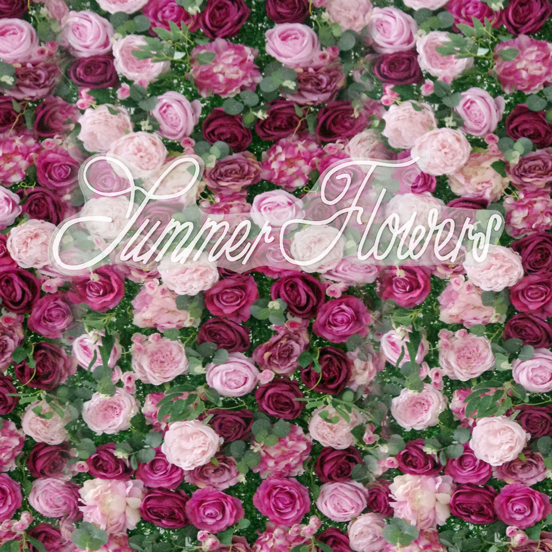 Luxury Artificial Pink Fuchsia Rose, Artificial Flower Wall Backdrop, Wedding Backdrop
