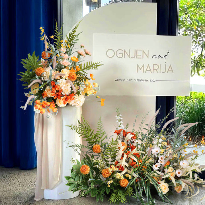 Orange Champagne Wedding Style, Orange Artificial Wedding Flowers, Diy Wedding Faux Flowers