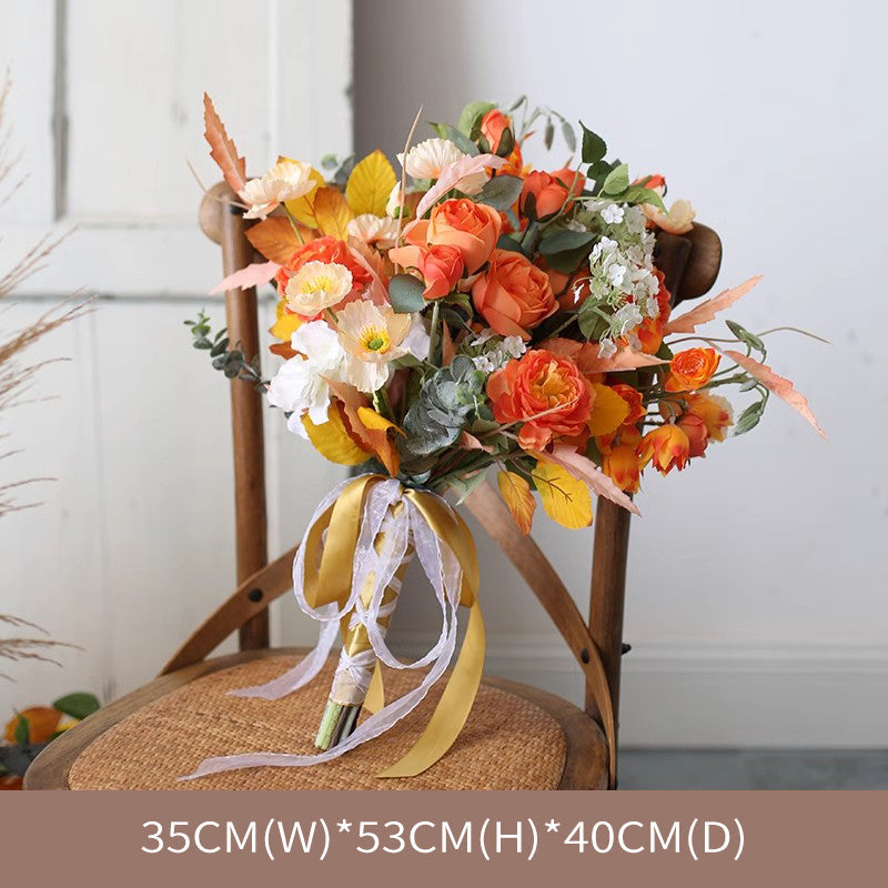 Orange Wedding Style, Orange Artificial Flowers, Diy Wedding Flowers, Party Faux Flowers