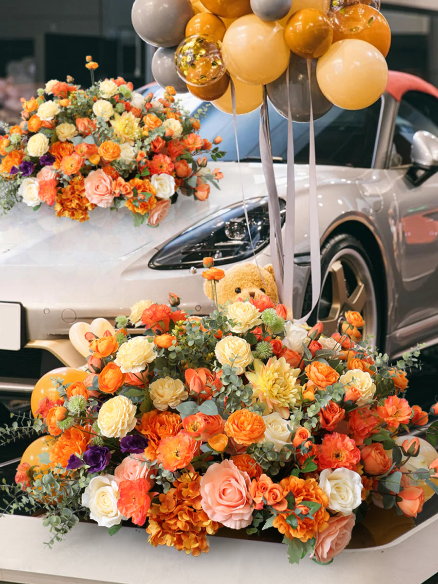 Orange Wedding Decor, Party Decoration, Orange Artificial Flowers, Diy Wedding Flowers