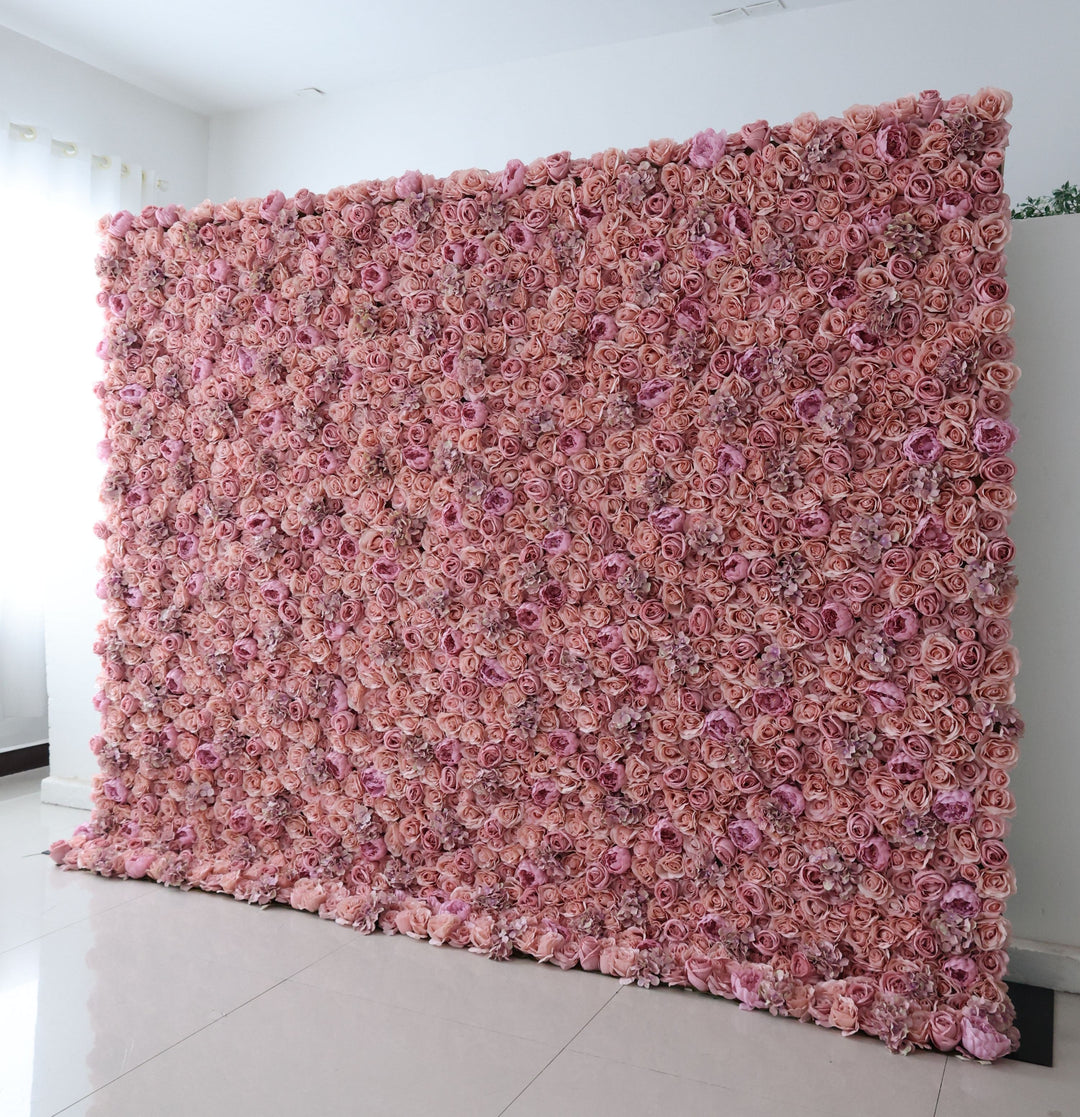 Pink Roses With Hydrangeas, Fabric Backing Artificial Flower Wall