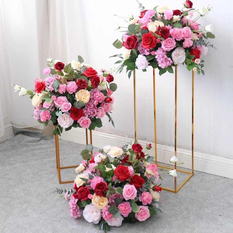 Red & Pink Rose Flowers Ball, Pink Artificial Flowers, Diy Wedding Flowers