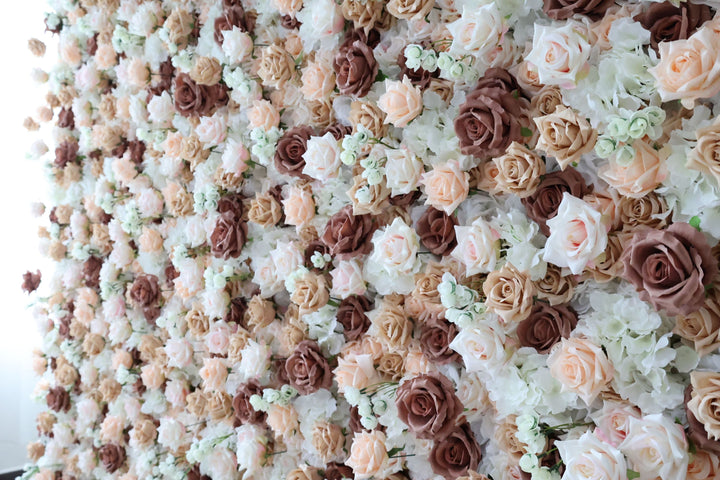 Pink And Light Yellow Roses, Artificial Flower Wall, Wedding Party Backdrop