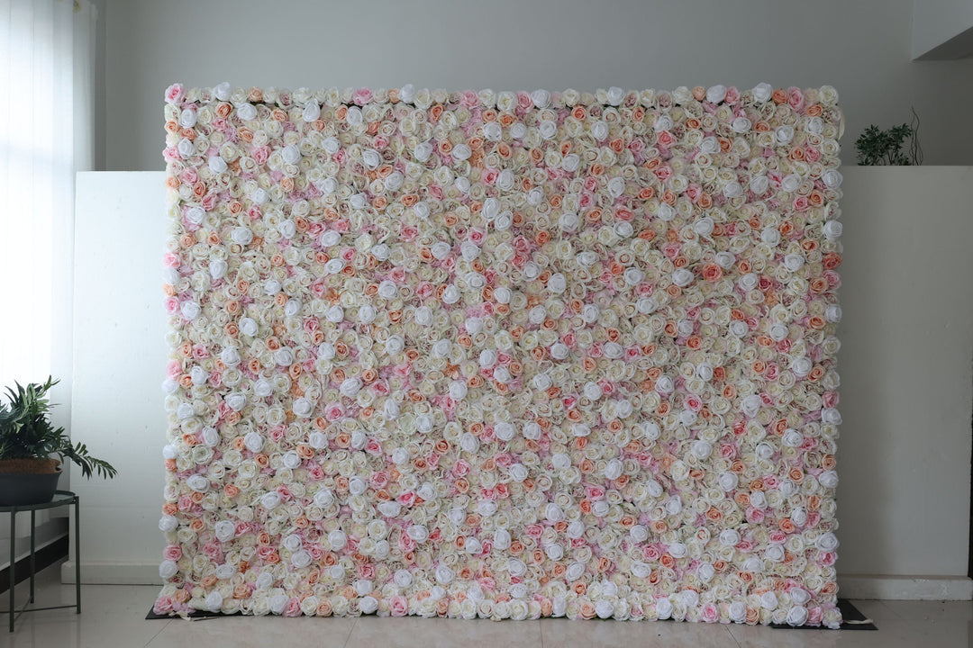 Pink And White And Yellow Roses, Artificial Flower Wall, Wedding Party Backdrop
