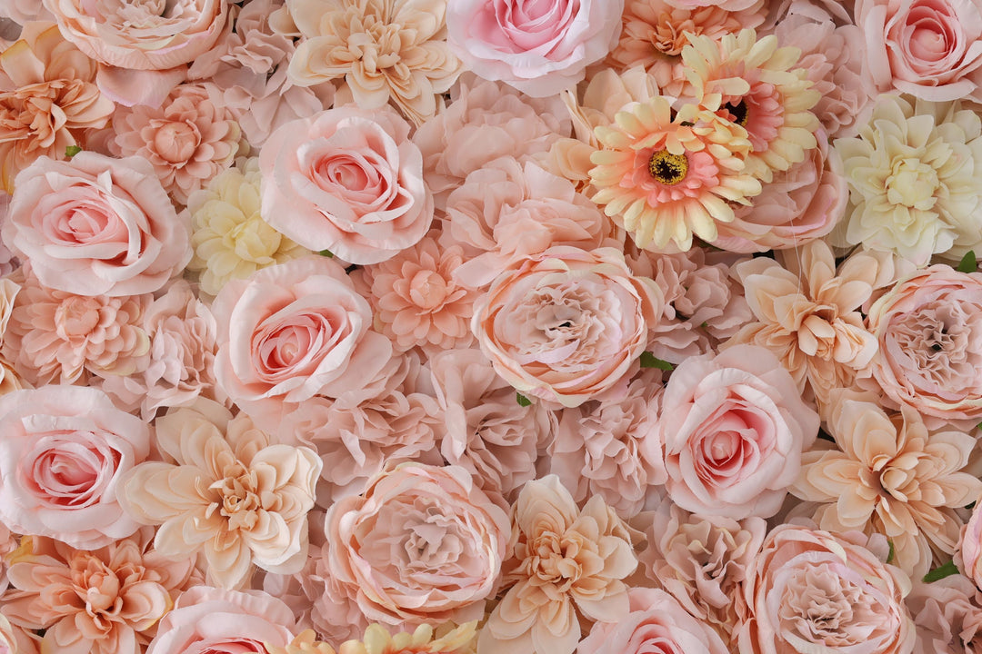 Pink Roses And Chrysanthemums And Peonies And Dahlias, Artificial Flower Wall Backdrop