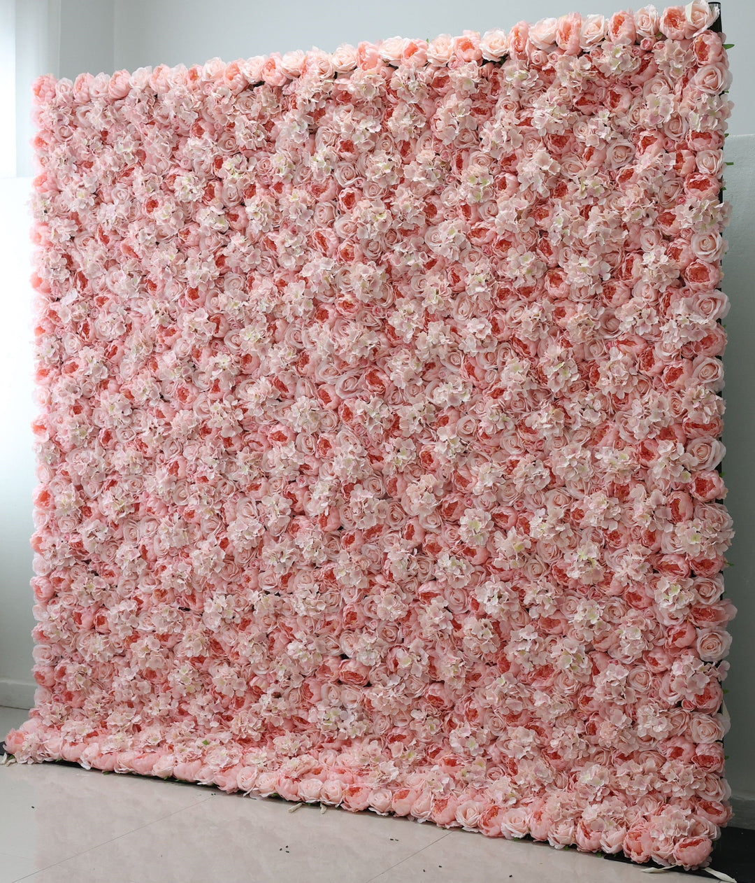 Pink Roses And Hydrangeas, Artificial Flower Wall, Wedding Party Backdrop