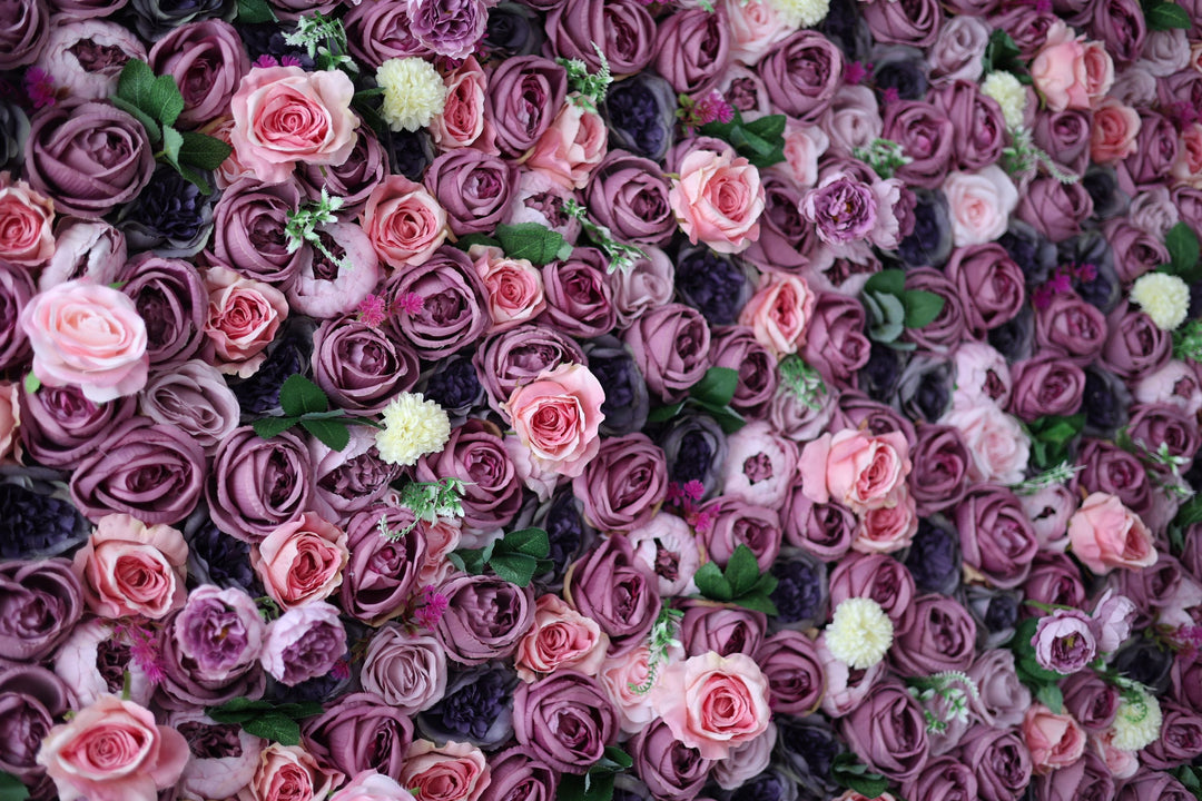 Pink Roses And Peonies And Green Leaves, Artificial Flower Wall, Wedding Party Backdrop
