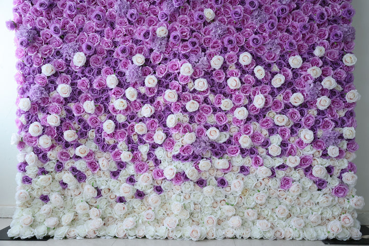 Purple Rose Gradient, Reed Pampas Grass, Artificial Flower Wall, Wedding Party Backdrop