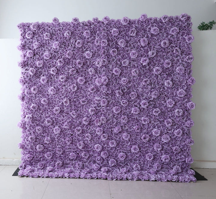 Purple Roses, 3D, Fabric Backing Artificial Flower Wall