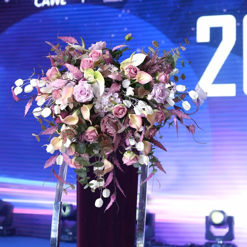 Podium Artificial Flowers Decoration, Purple Artificial Flowers, Diy Wedding Flowers