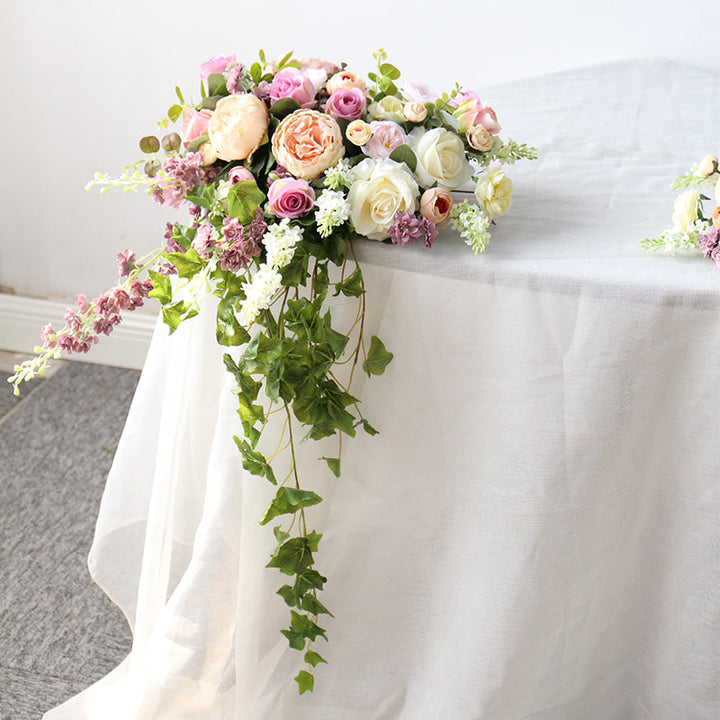 Table Flower Arrangement, Purple Artificial Flowers, Diy Wedding Flowers