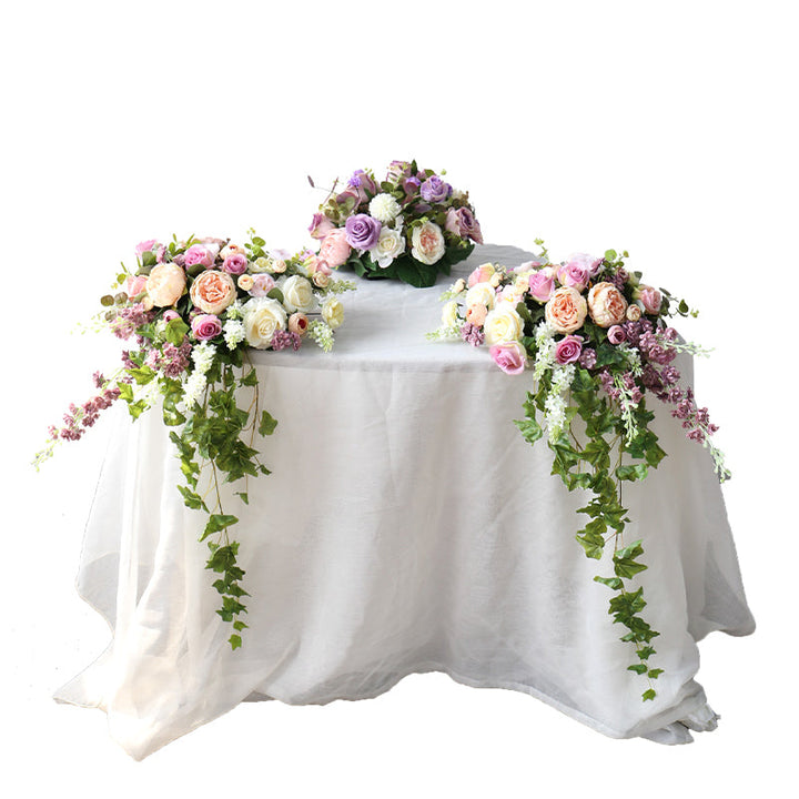 Table Flower Arrangement, Purple Artificial Flowers, Diy Wedding Flowers