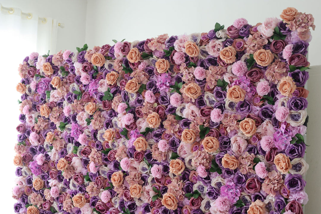 Purple And Pink Roses And Hydrangeas, Artificial Flower Wall, Wedding Party Backdrop