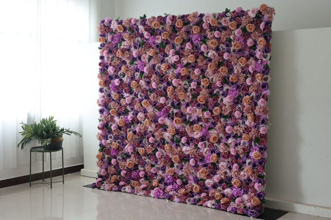 Purple And Pink Roses And Hydrangeas, Artificial Flower Wall, Wedding Party Backdrop