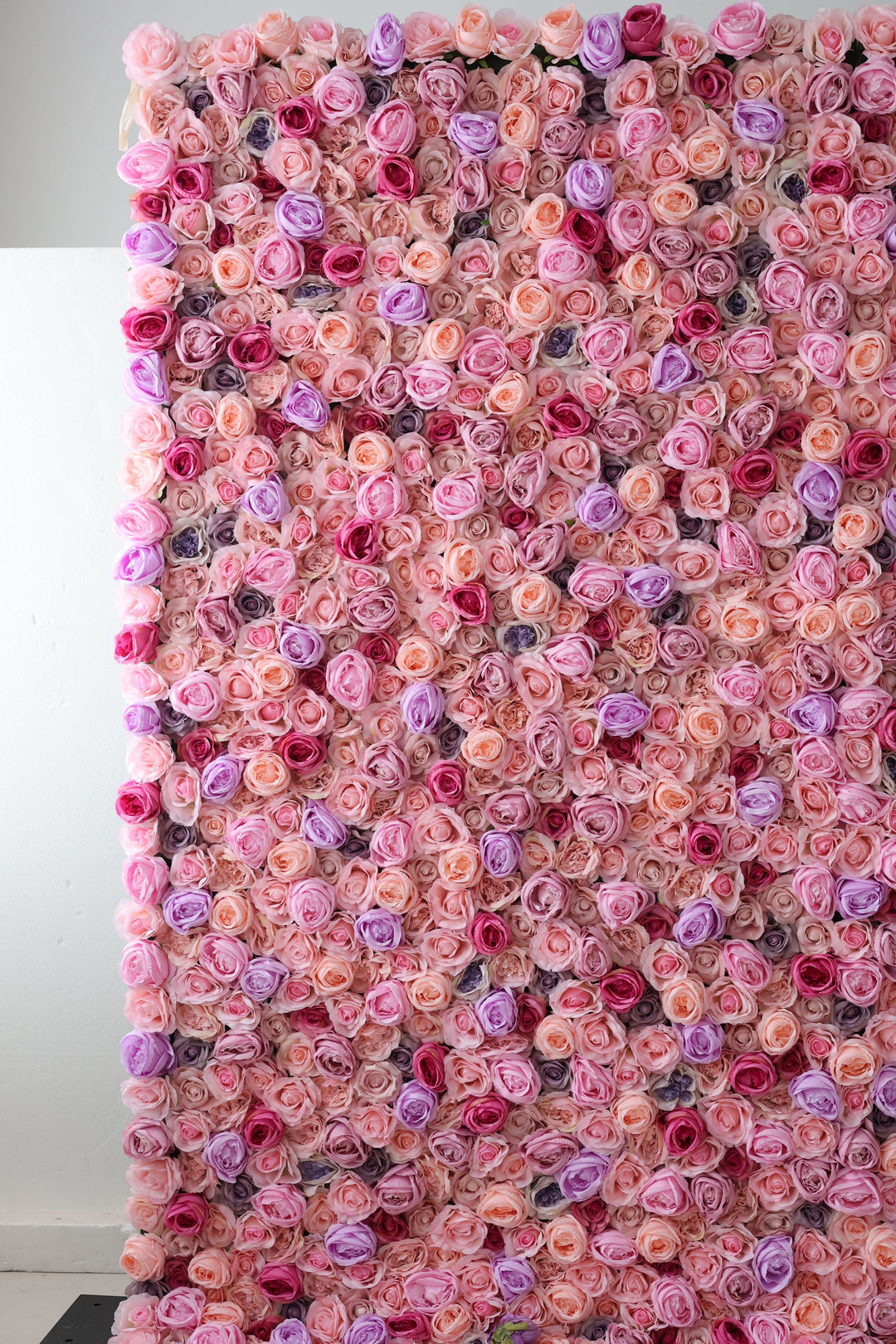 Purple And Rose Roses And Pink Roses And Peonies, Artificial Flower Wall Backdrop