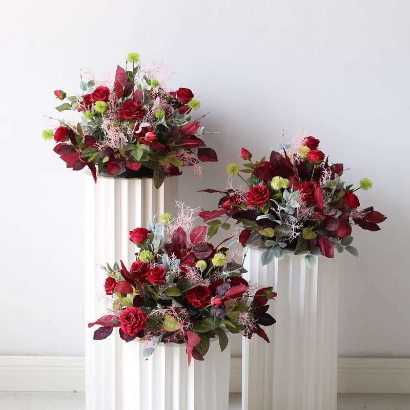 Red Flowers Ball, Red Artificial Flowers, Diy Wedding Flowers