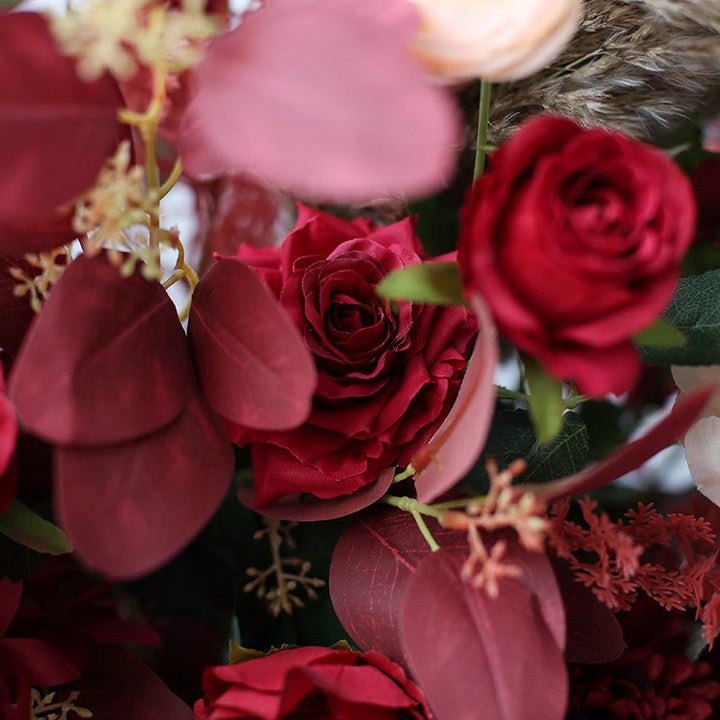 Red Flowers Arrangement Backdrop, Red Artificial Flowers, Diy Wedding Flowers