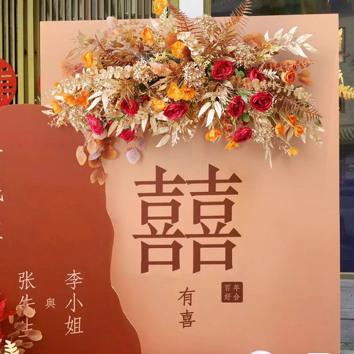 Red & Golden Wedding Arrangements, Red Artificial Flowers, Diy Wedding Flowers