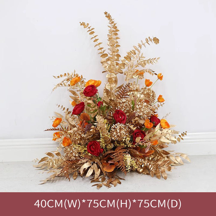 Red & Golden Wedding Arrangements, Red Artificial Flowers, Diy Wedding Flowers