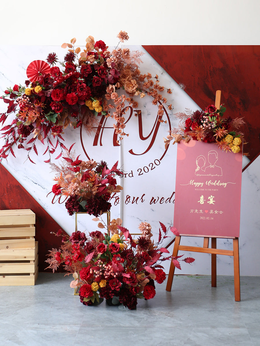 Red Wedding Theme, Red Artificial Flowers, Diy Wedding Flowers