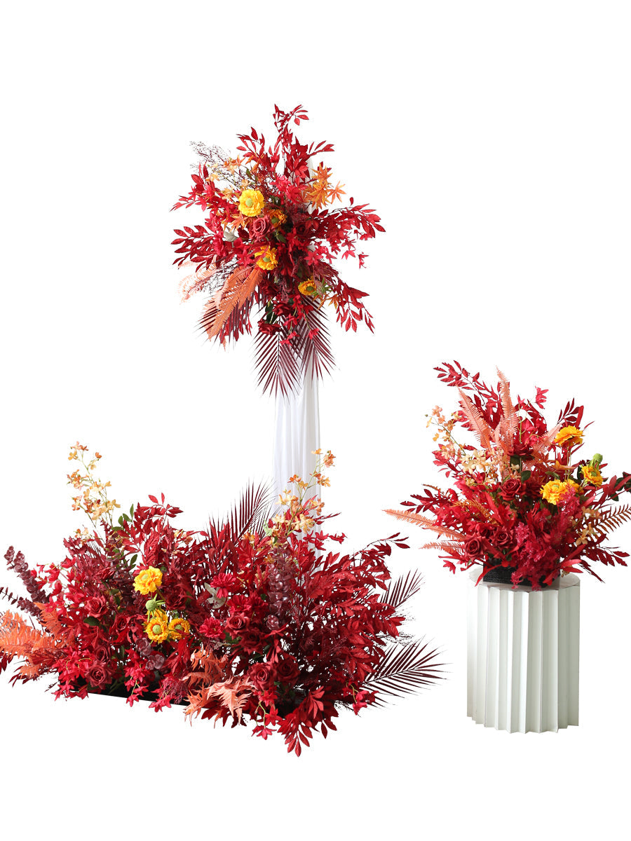 Party & Wedding Flowers Arrangement, Red Artificial Flowers, Diy Wedding Flowers